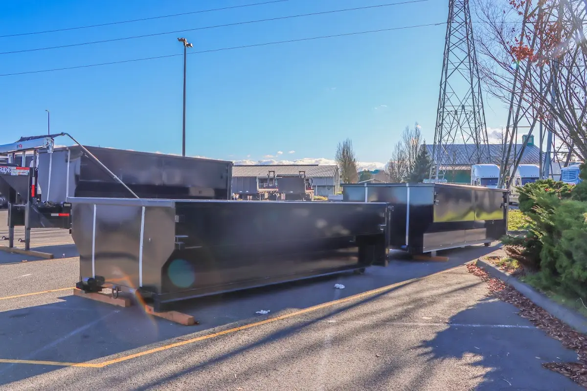 Roll-off dumpster ready for waste disposal at job site for Estate Cleanout Dumpster Rental in Ives Estates